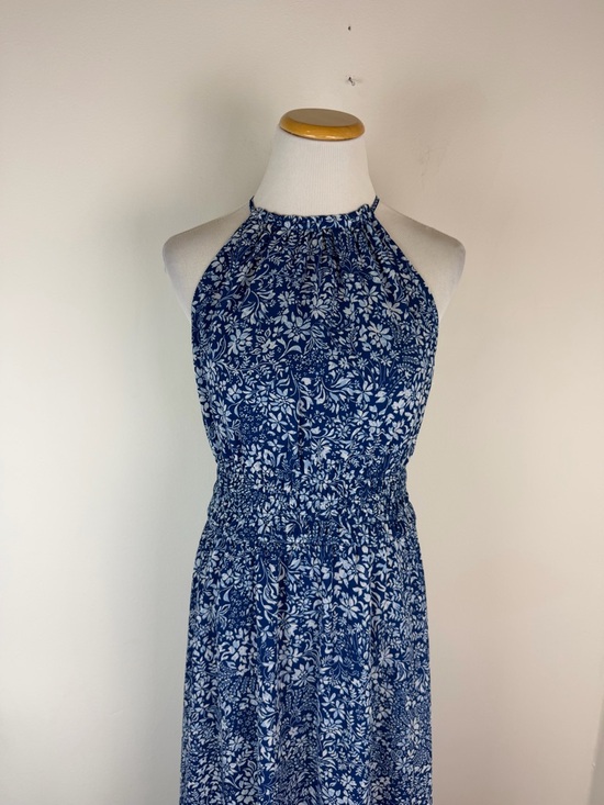 Madewell Smocked Halter Midi Dress Blue Floral Size 2 - Picture 5 of 9
